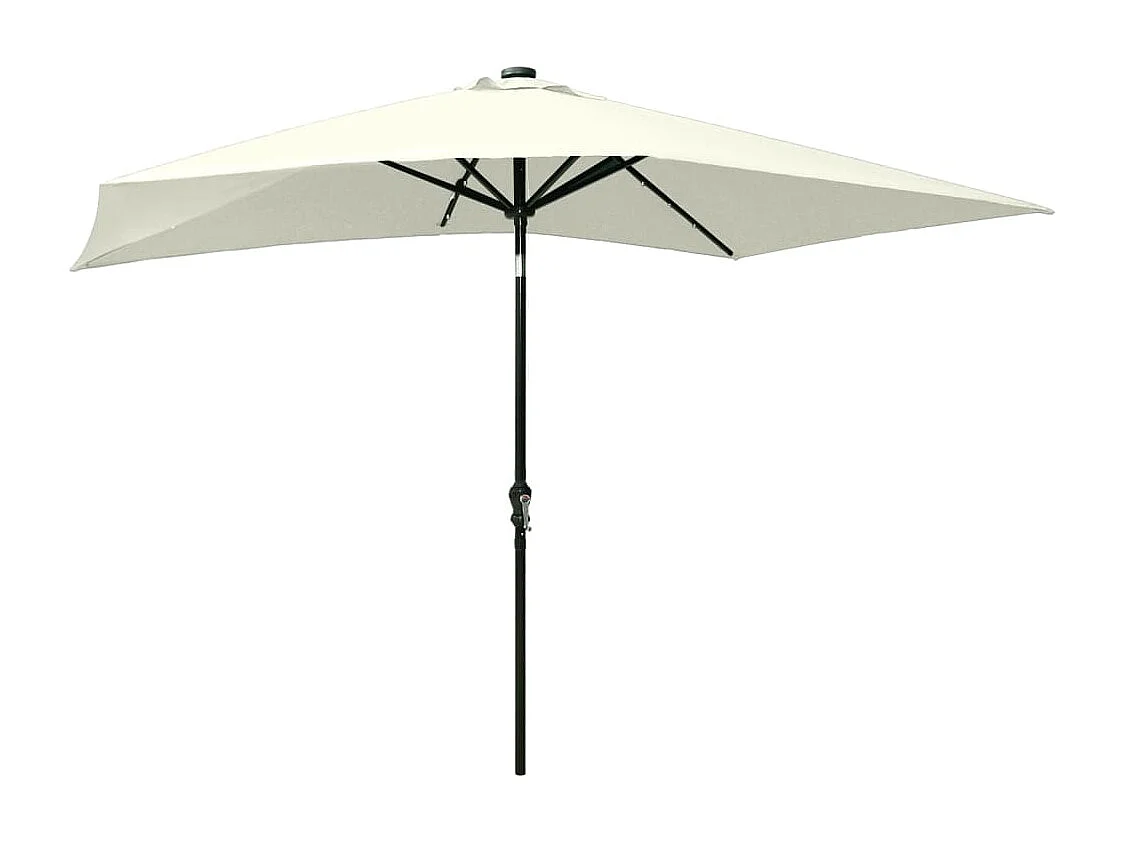 Parasol avec LED et mât en acier Sable 2x3 m