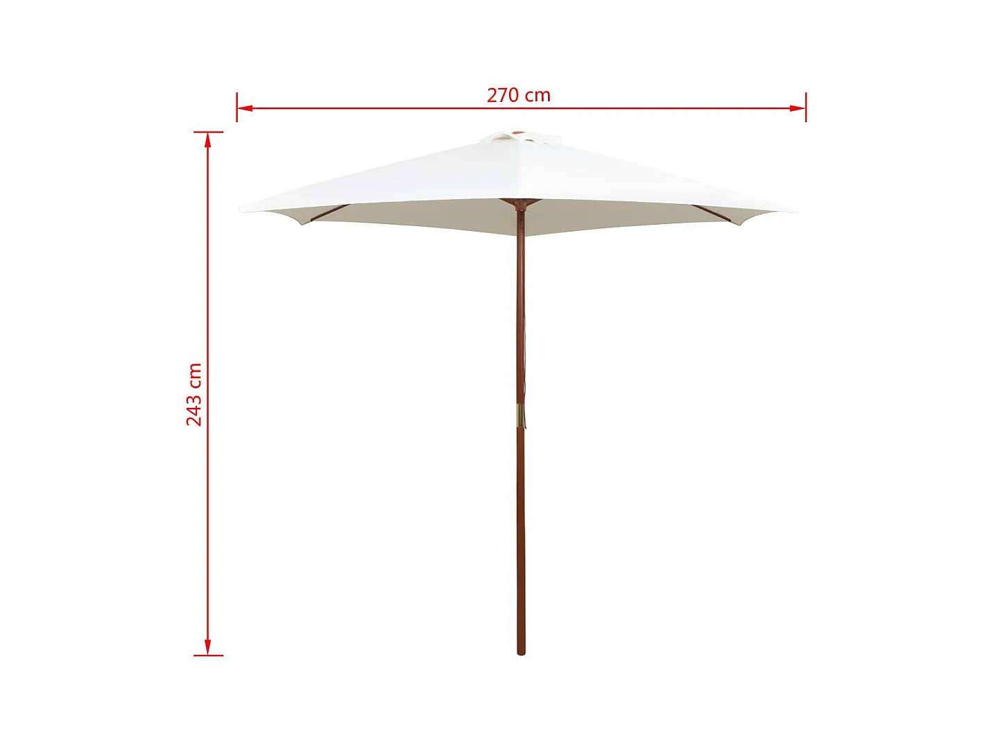 Parasol avec poteau en bois 270x270 Blanc crème