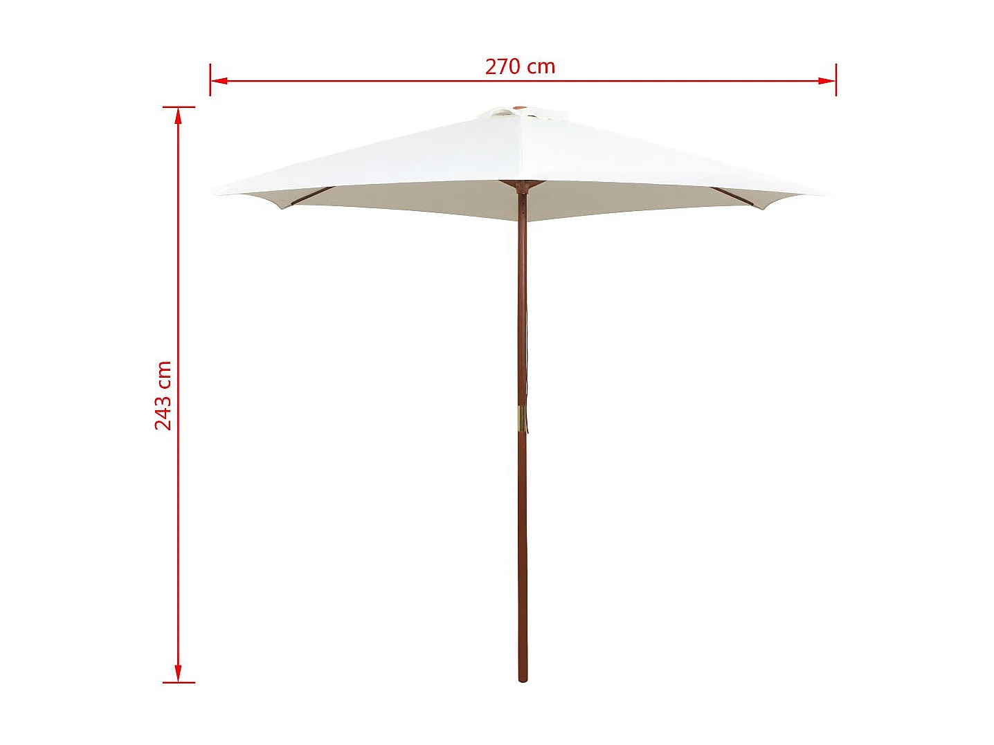 Parasol avec poteau en bois 270x270 Blanc crème