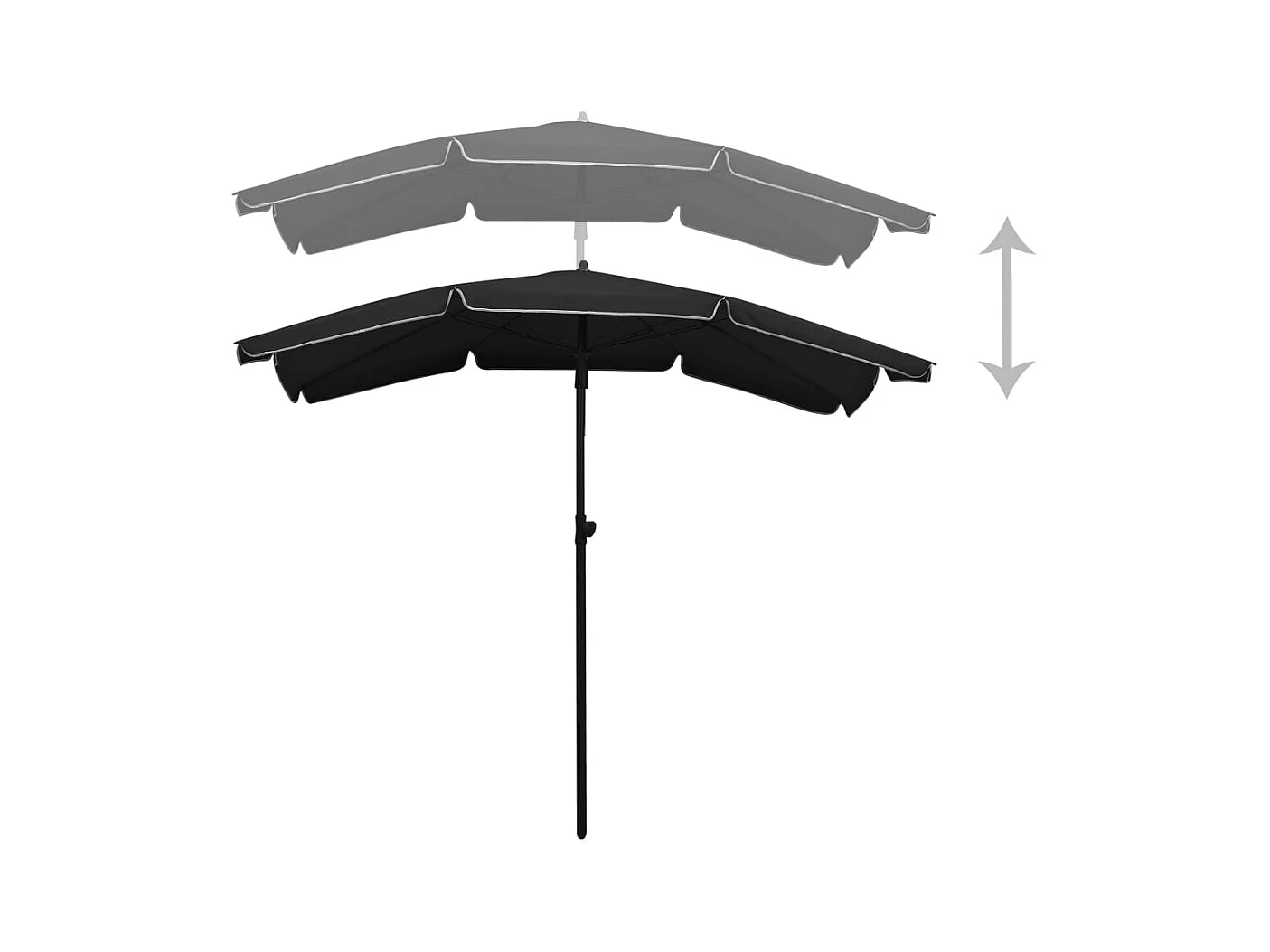 Parasol de jardin avec mât 200x130 Noir