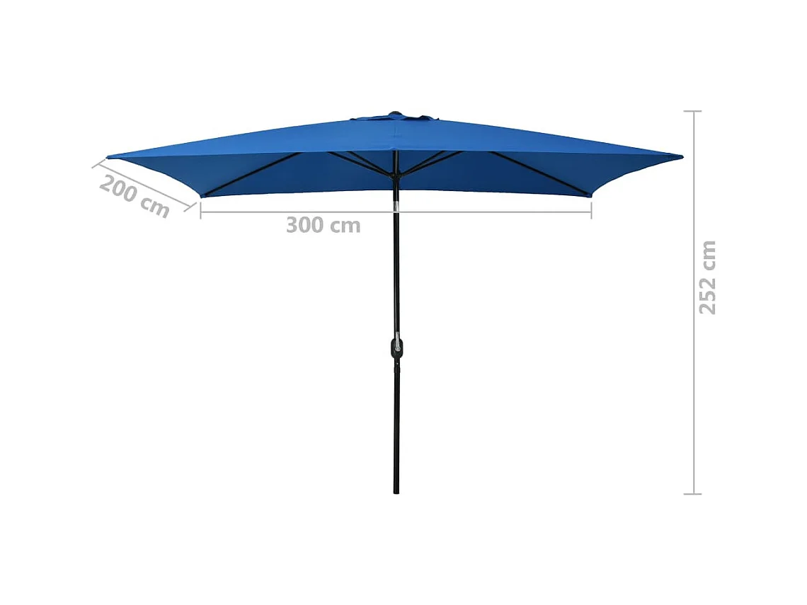 Parasol d'extérieur avec poteau en métal 300x200 Azuré