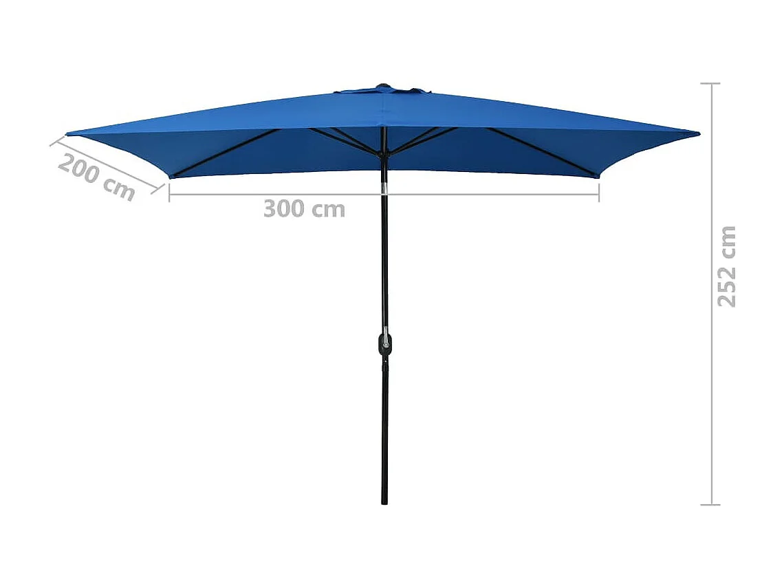 Parasol d'extérieur avec poteau en métal 300x200 Azuré