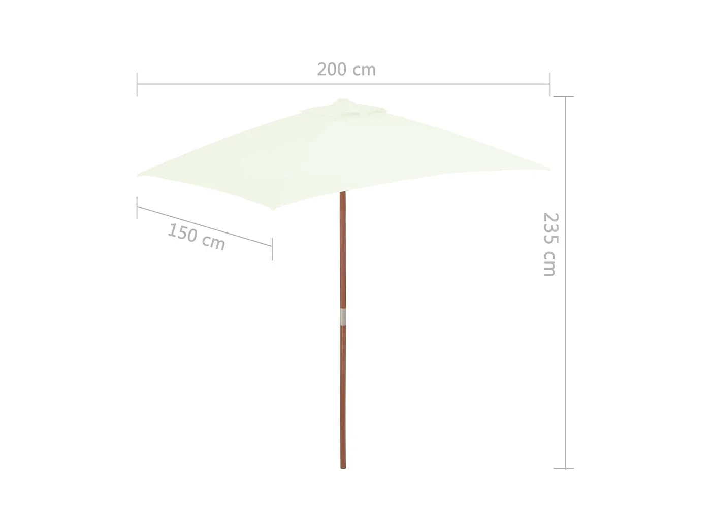Parasol avec mât en bois 150x200 Sable