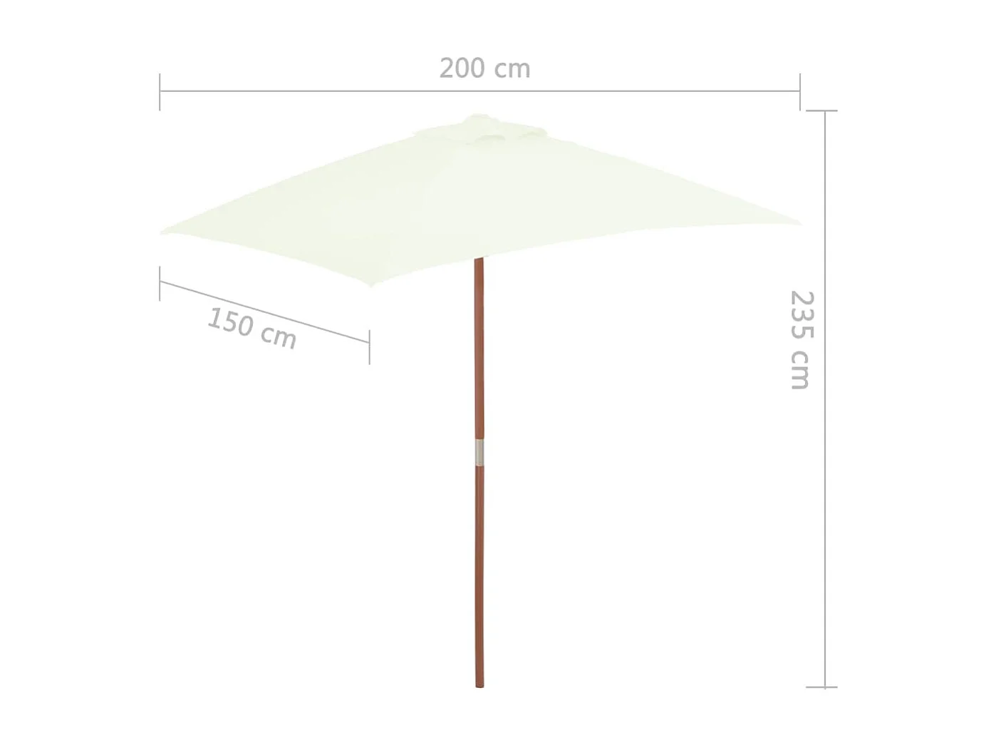 Parasol avec mât en bois 150x200 Sable