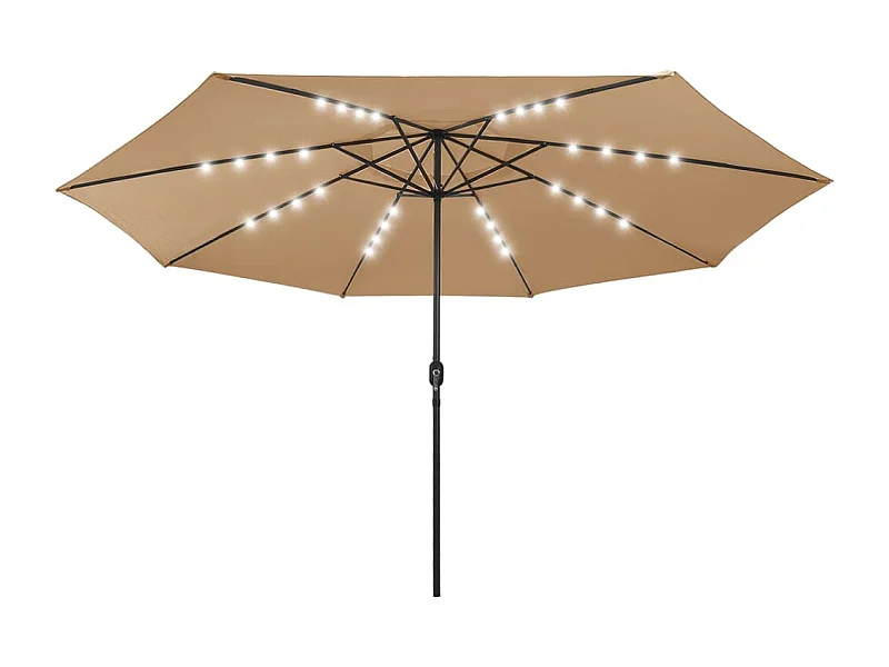 Parasol d'extérieur avec LED et mât en métal 400cm Taupe
