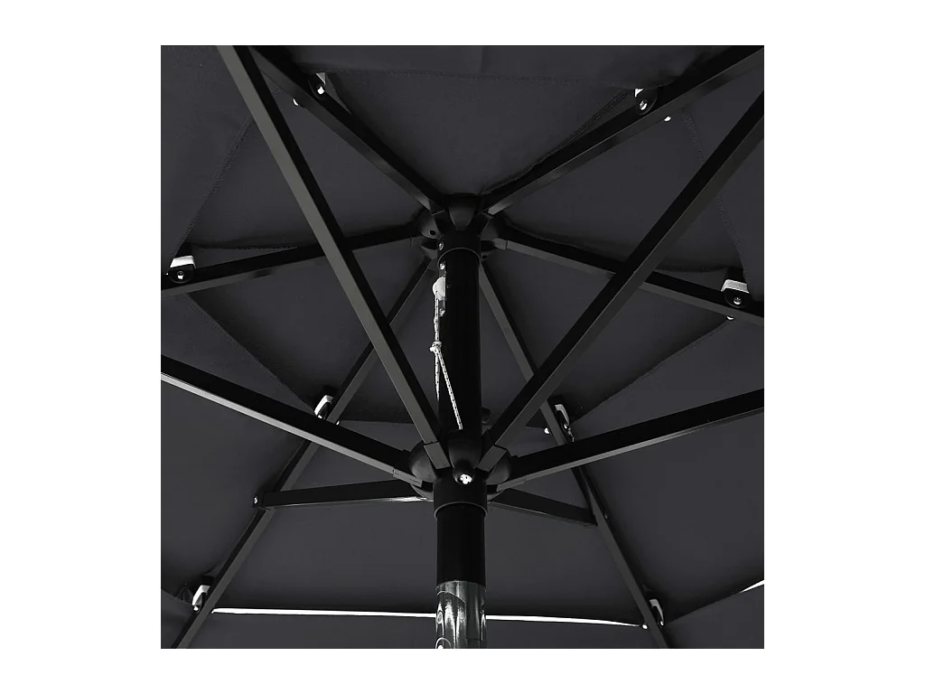 Parasol à 3 niveaux avec mât en aluminium Anthracite 2 m