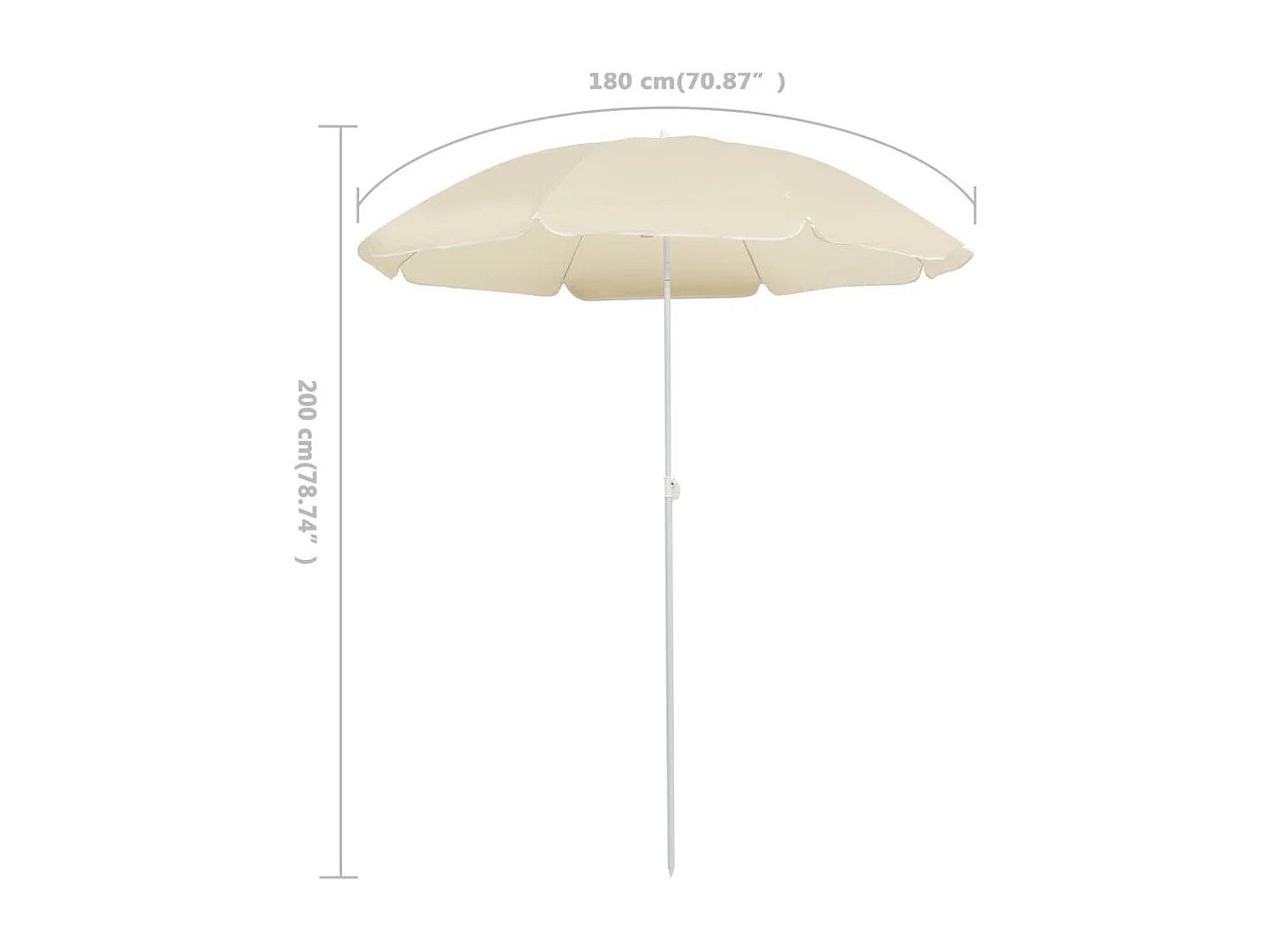 Parasol d'extérieur avec mât en acier Sable 180cm