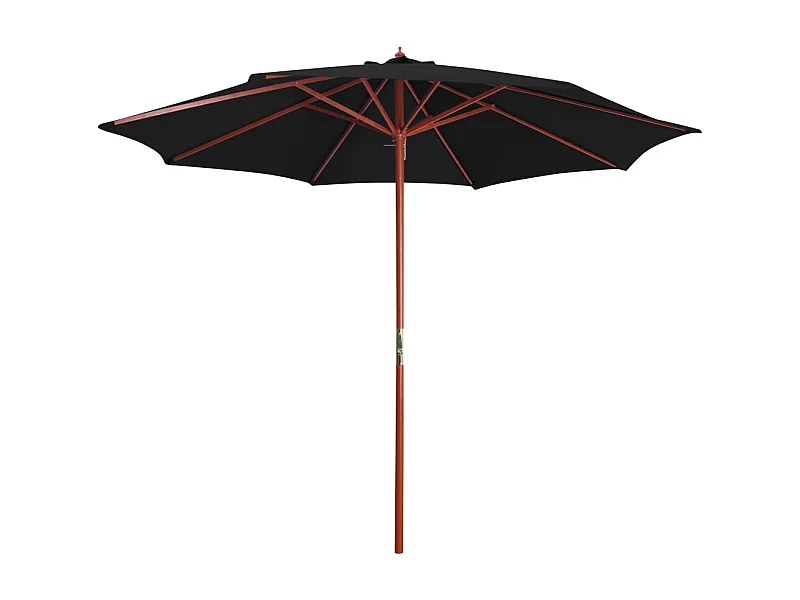 Parasol avec mât en bois 300x258 Noir