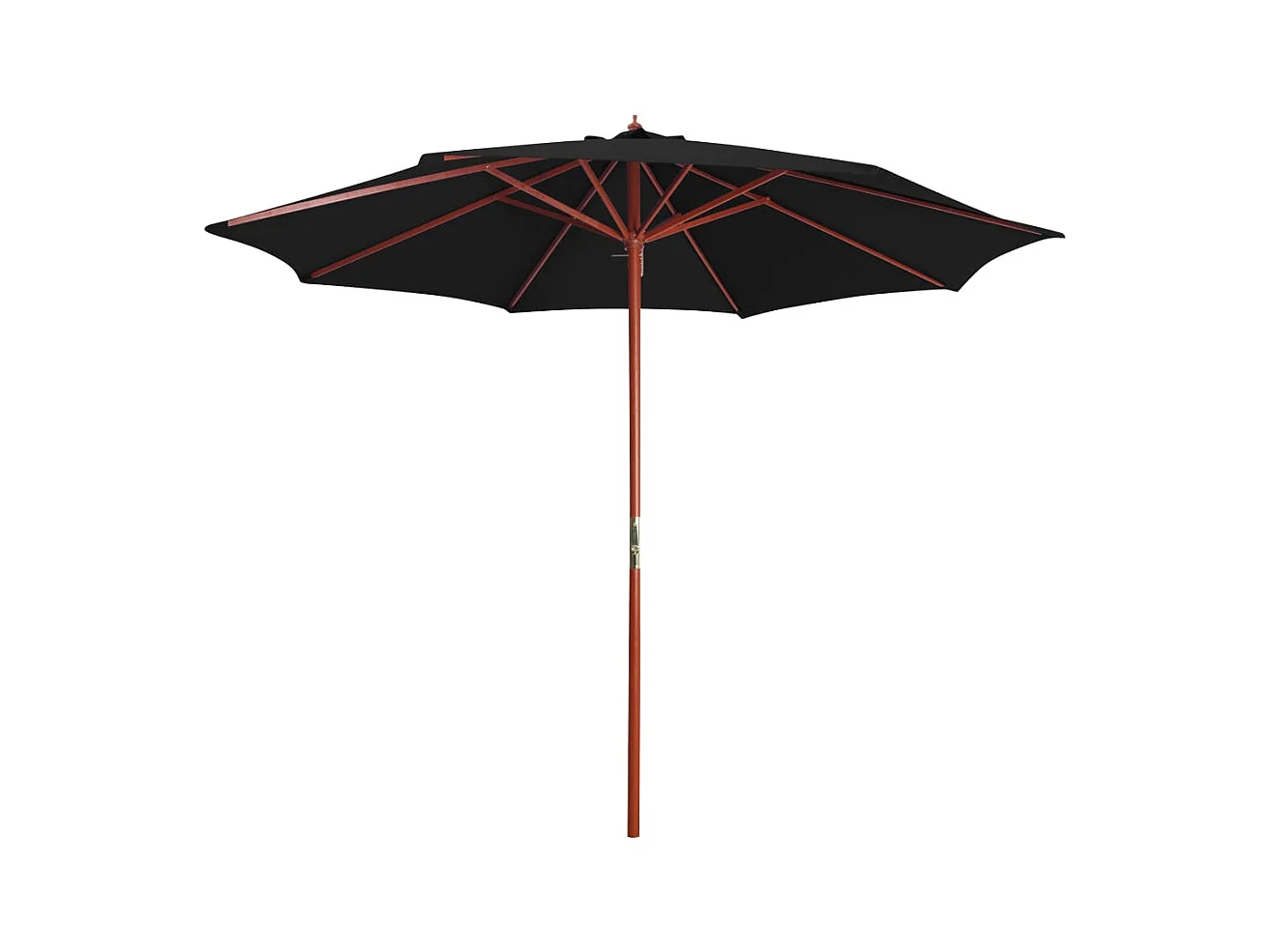 Parasol avec mât en bois 300x258 Noir