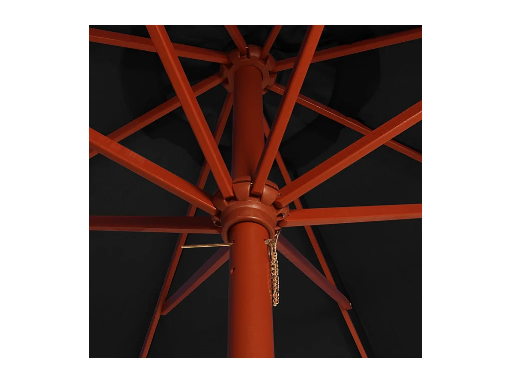 Parasol avec mât en bois 300x258 Noir