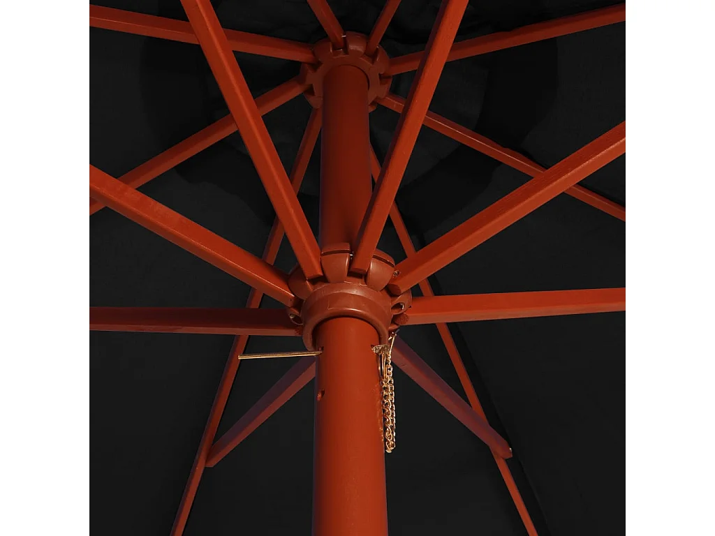 Parasol avec mât en bois 300x258 Noir