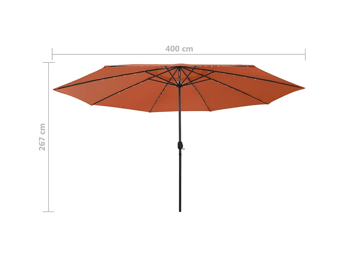 Parasol d'extérieur avec LED et mât en métal 400cm Terre cuite