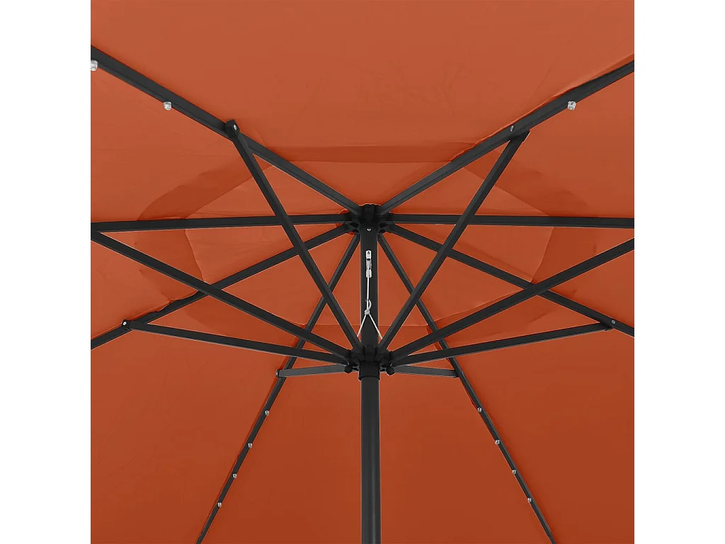 Parasol d'extérieur avec LED et mât en métal 400cm Terre cuite