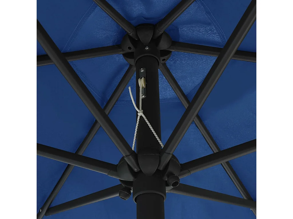 Parasol avec LED et mât en aluminium 270cm Bleu azuré