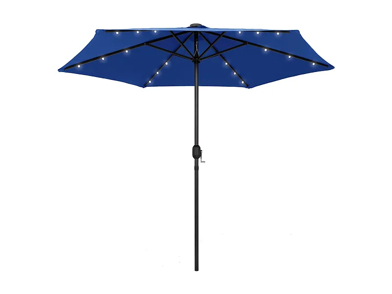 Parasol avec LED et mât en aluminium 270cm Bleu azuré
