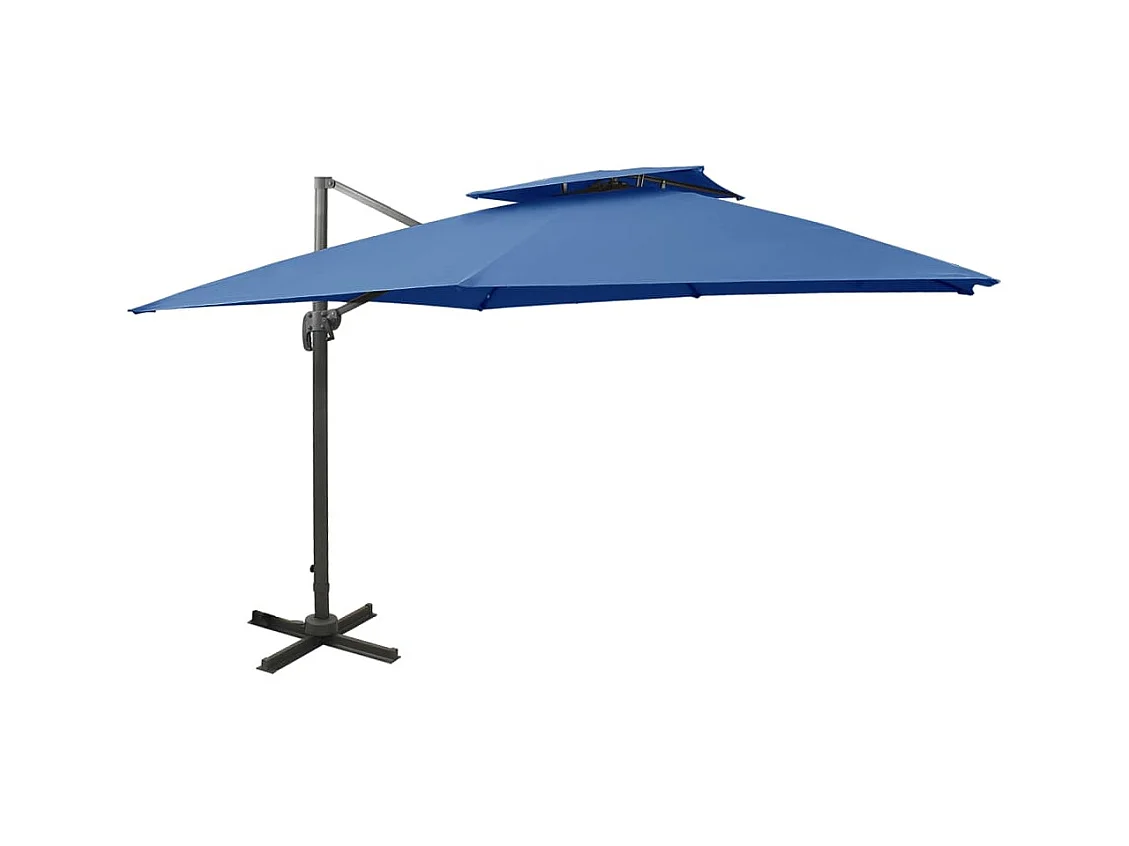 Parasol déporté à double toit 300x300 Bleu azuré