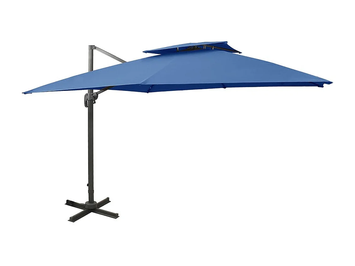 Parasol déporté à double toit 300x300 Bleu azuré
