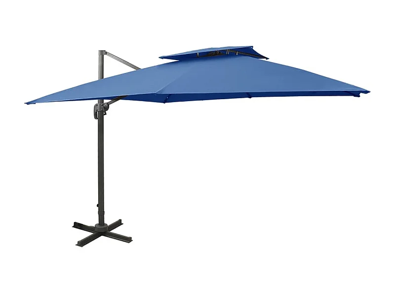 Parasol déporté à double toit 300x300 Bleu azuré
