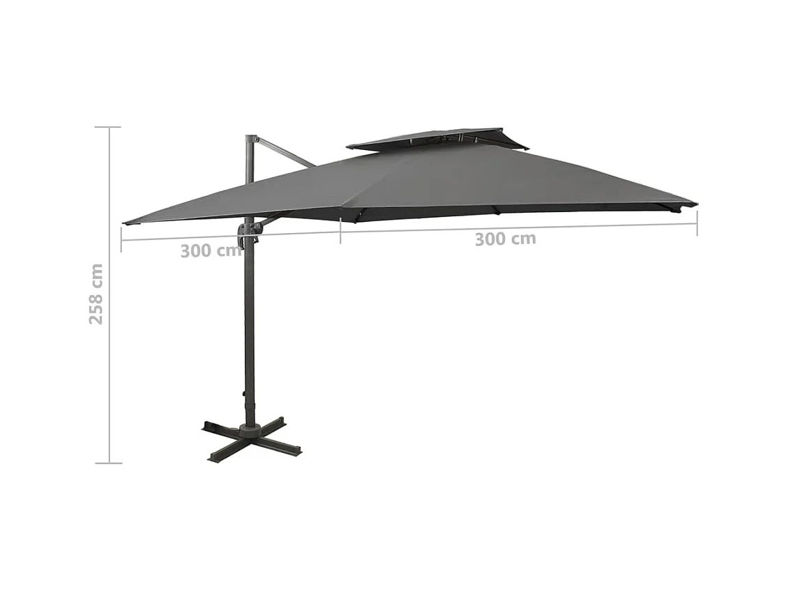 Parasol déporté à double toit 300x300 Anthracite
