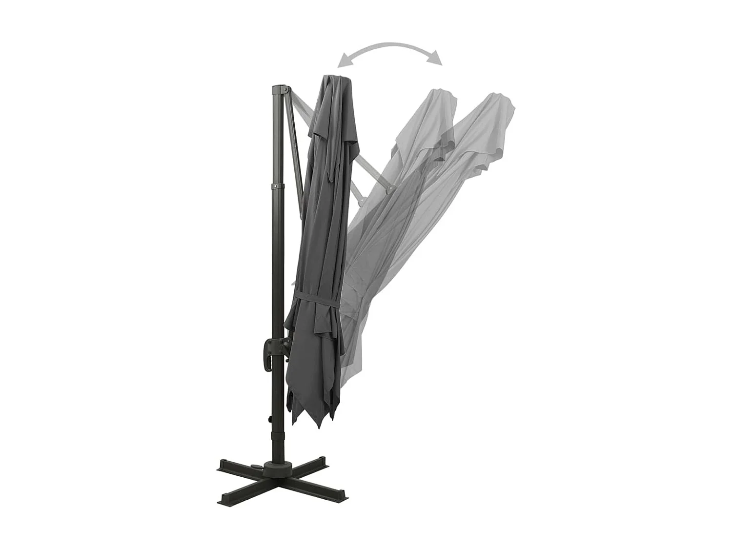 Parasol déporté à double toit 300x300 Anthracite