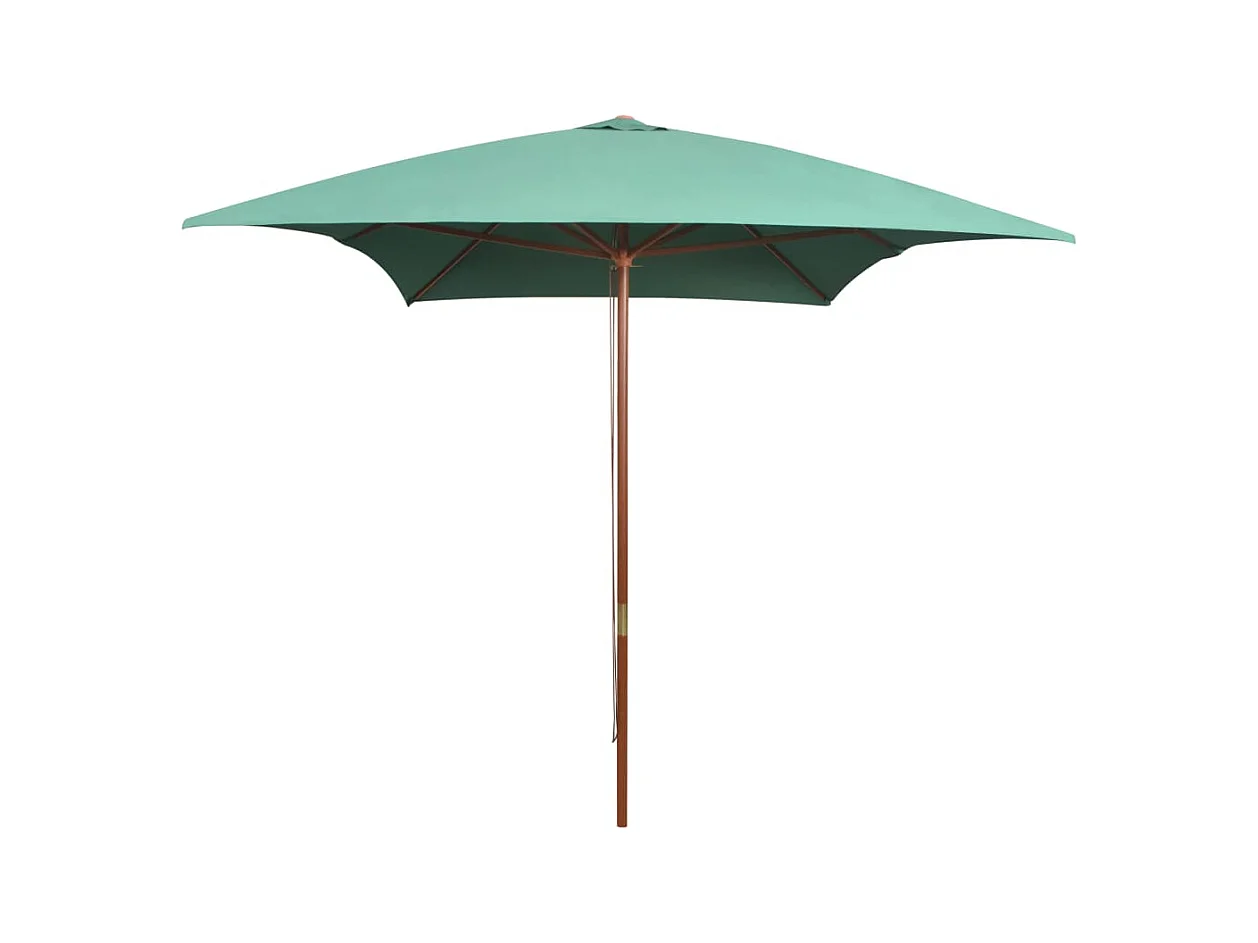 Parasol avec poteau en bois 200x300 Vert