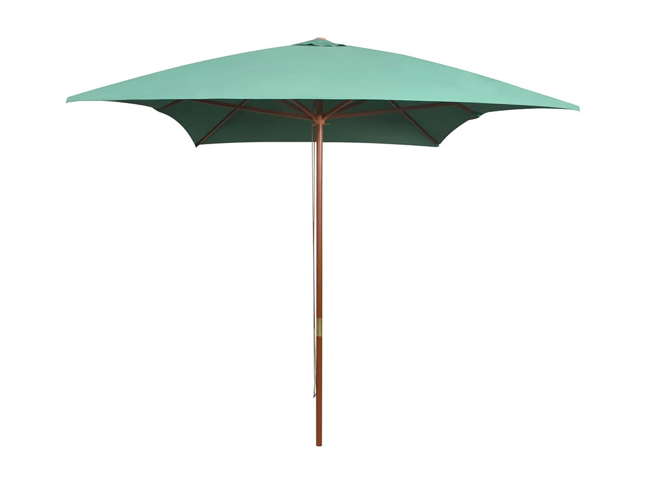 Parasol avec poteau en bois 200x300 Vert
