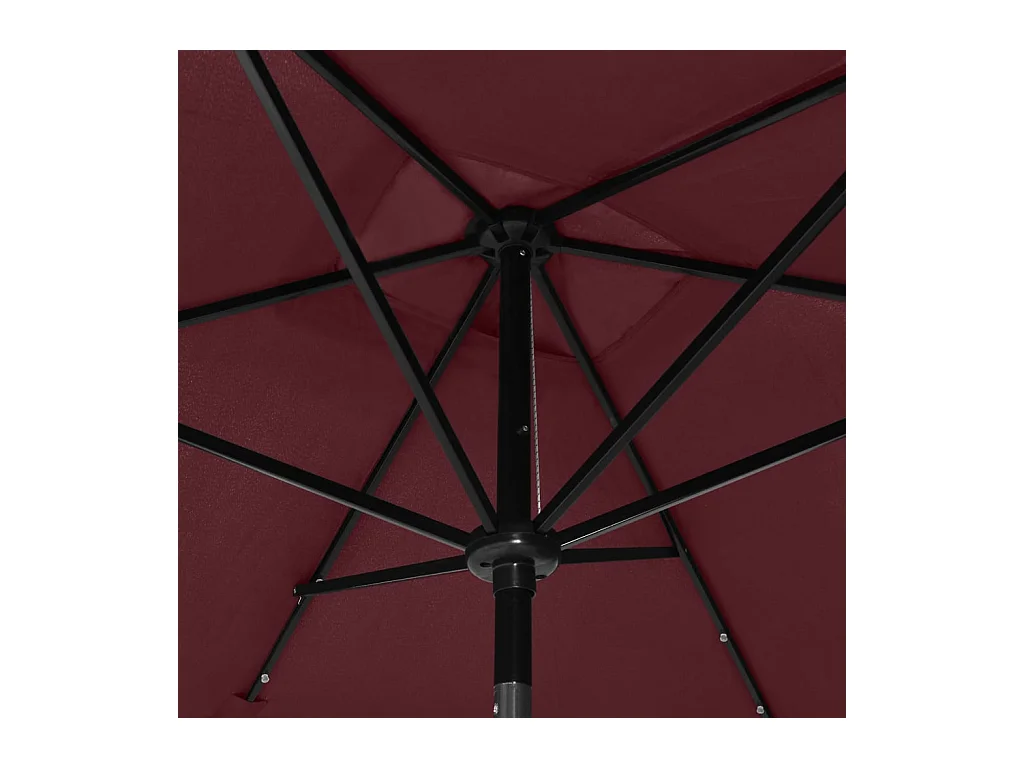 Parasol avec LED et mât en acier Rouge bordeaux 2x3 m