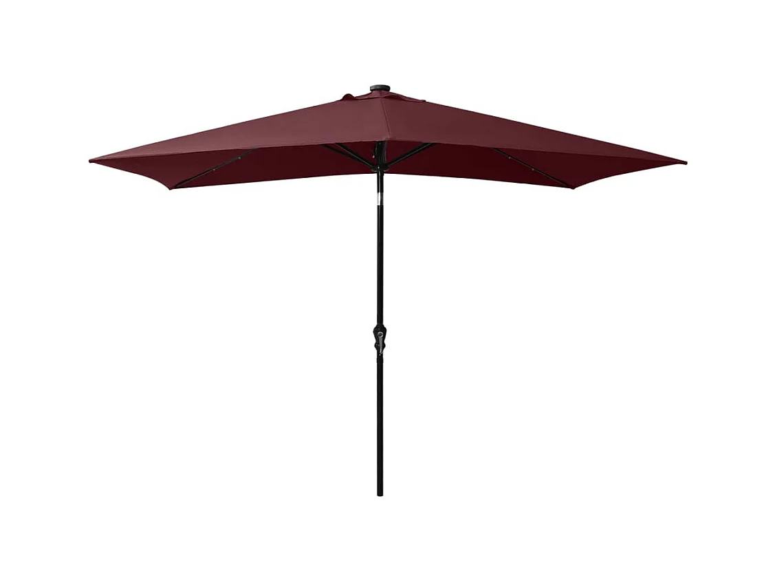 Parasol avec LED et mât en acier Rouge bordeaux 2x3 m