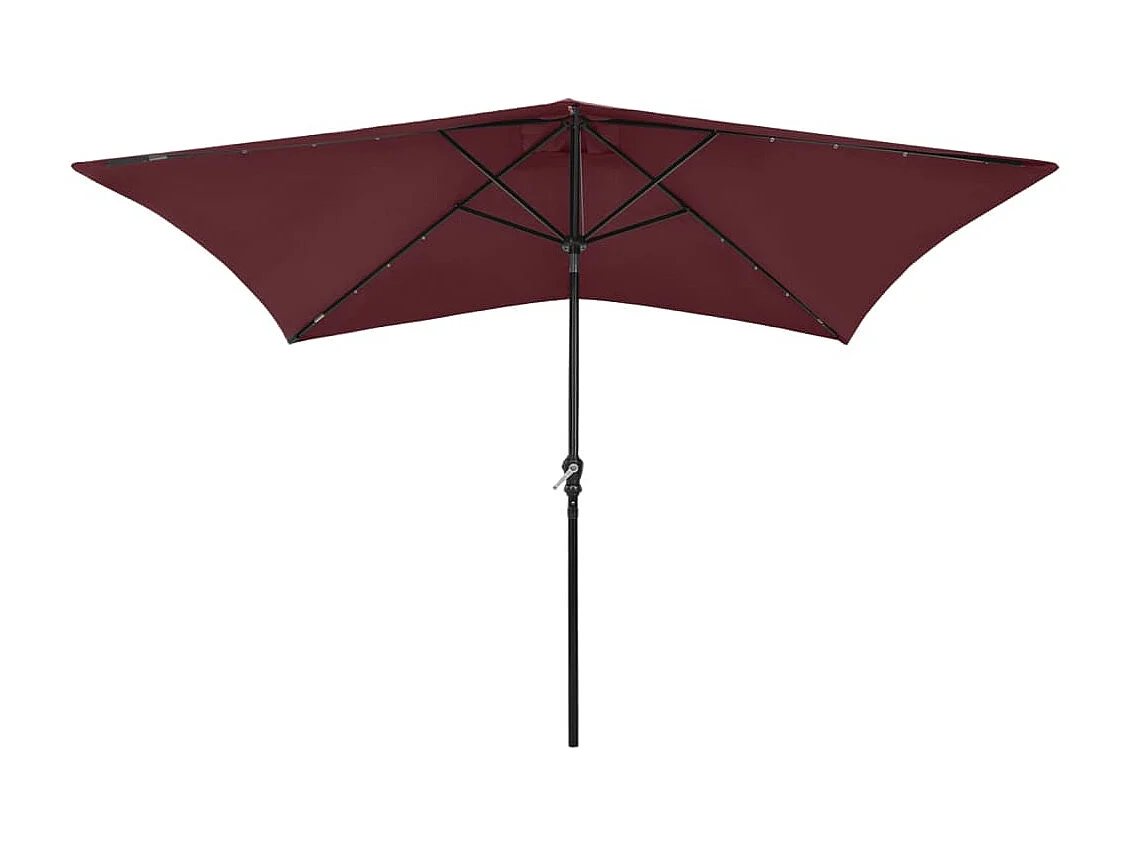 Parasol avec LED et mât en acier Rouge bordeaux 2x3 m