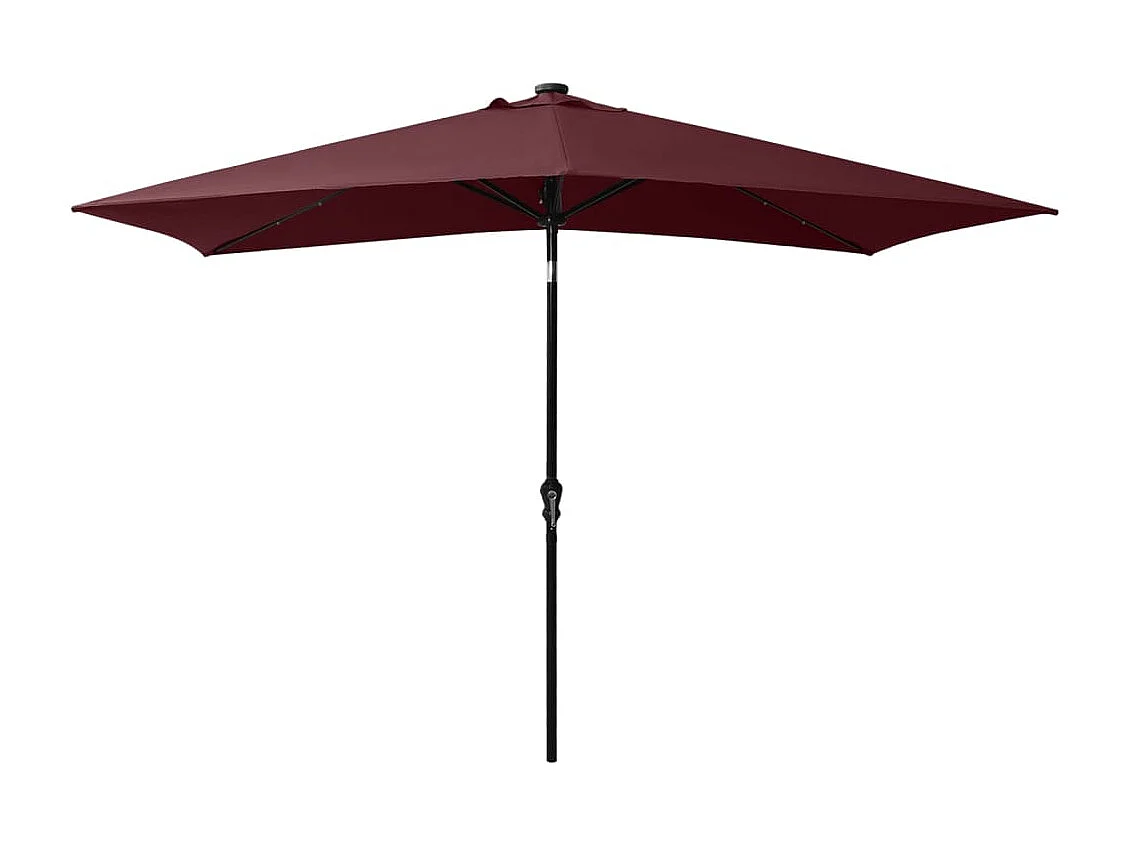 Parasol avec LED et mât en acier Rouge bordeaux 2x3 m