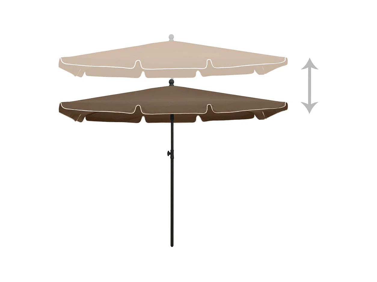 Parasol de jardin avec mât 210x140 Taupe