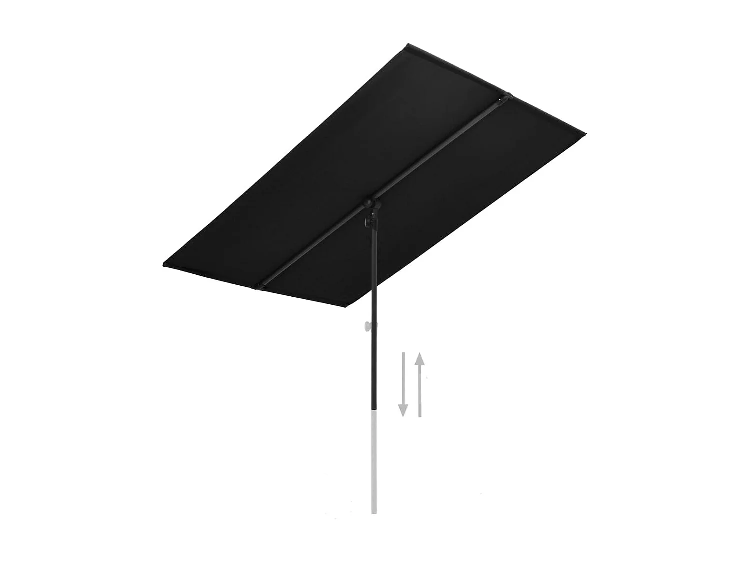 Parasol d'extérieur avec mât en aluminium 180x130 Noir
