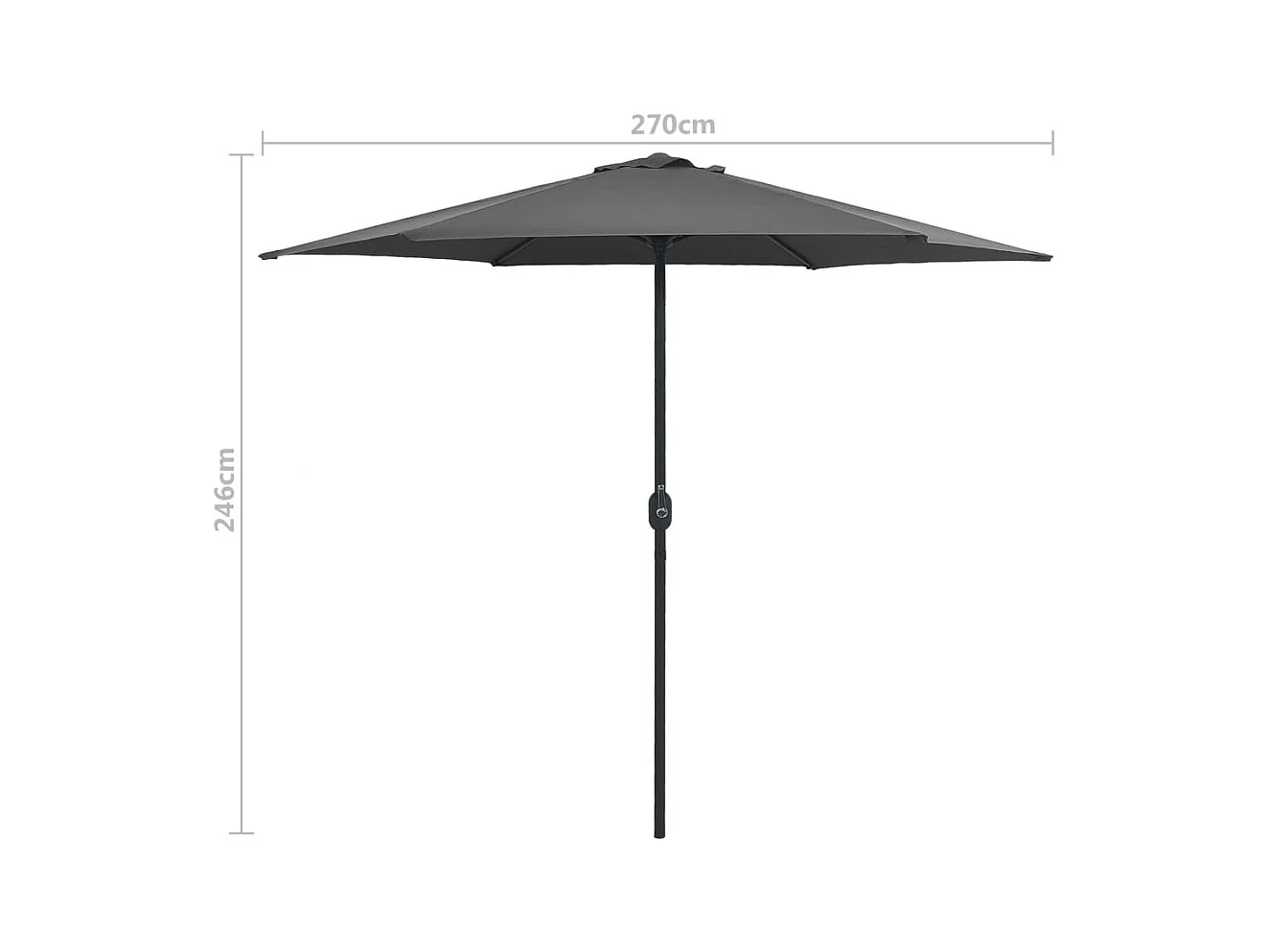 Parasol d'extérieur et mât en aluminium 270x246 Anthracite