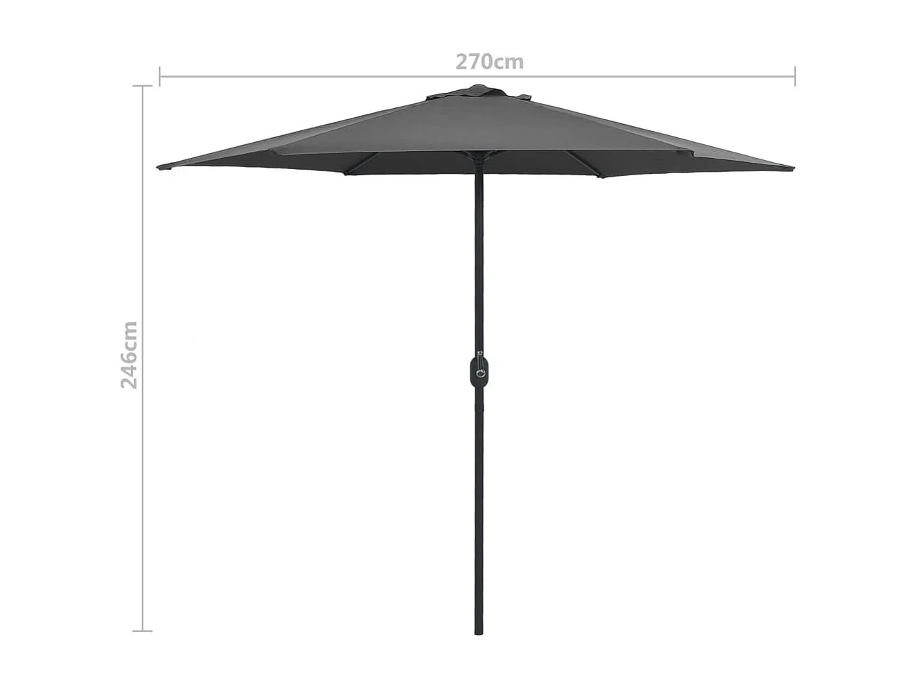 Parasol d'extérieur et mât en aluminium 270x246 Anthracite