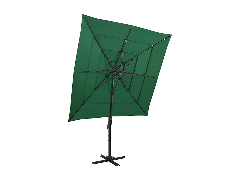 Parasol à 4 niveaux avec mât en aluminium Vert 250x250