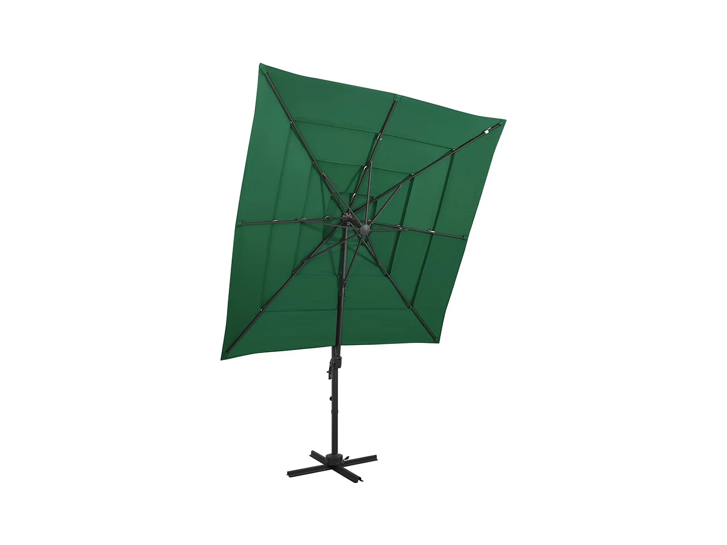 Parasol à 4 niveaux avec mât en aluminium Vert 250x250