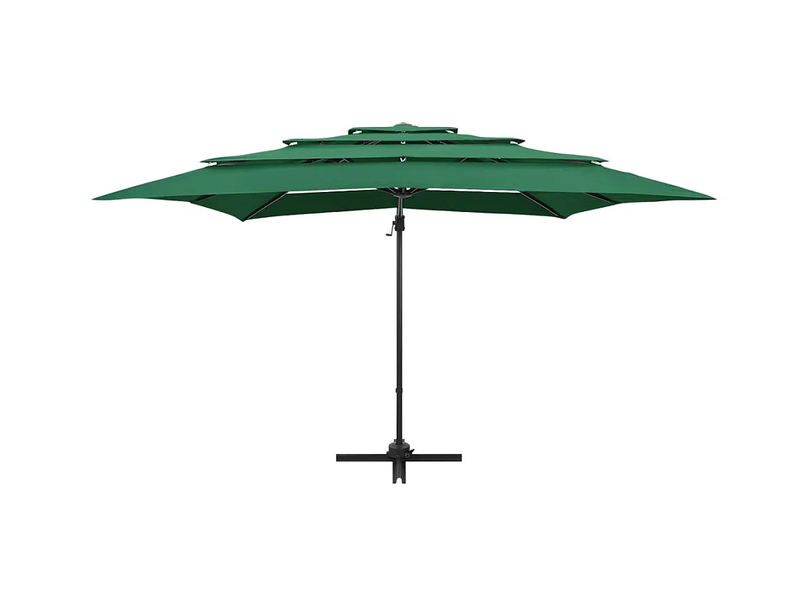 Parasol à 4 niveaux avec mât en aluminium Vert 250x250