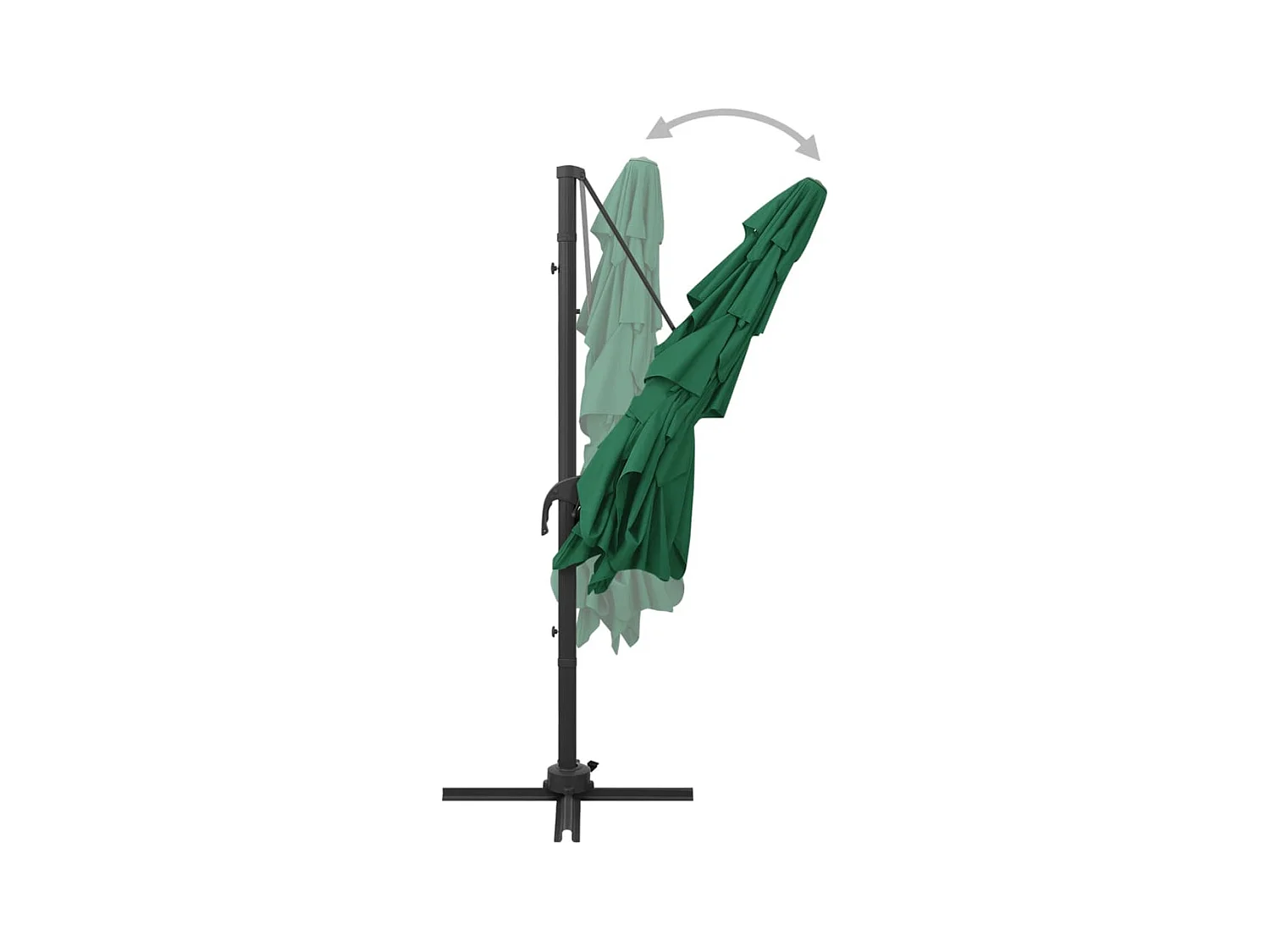Parasol à 4 niveaux avec mât en aluminium Vert 250x250