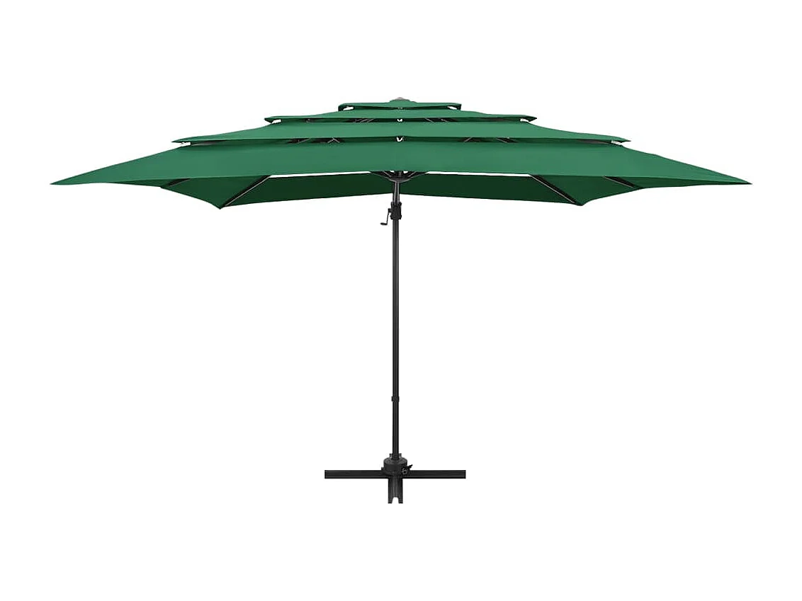 Parasol à 4 niveaux avec mât en aluminium Vert 250x250