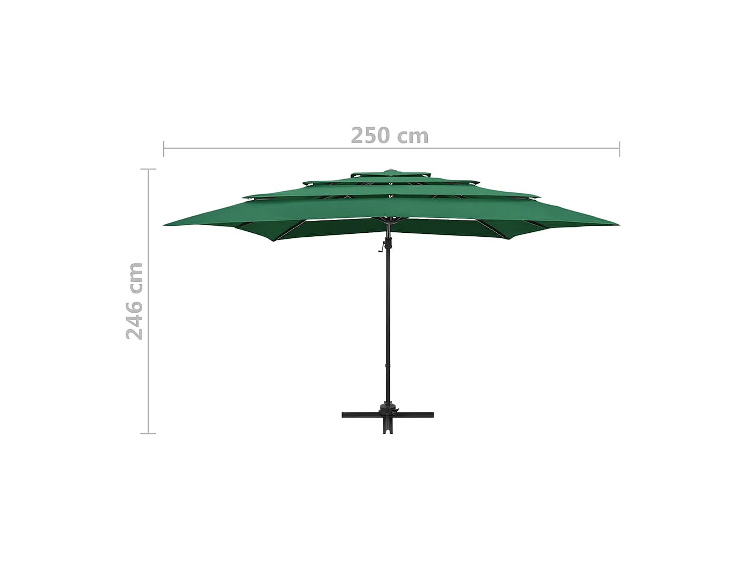 Parasol à 4 niveaux avec mât en aluminium Vert 250x250