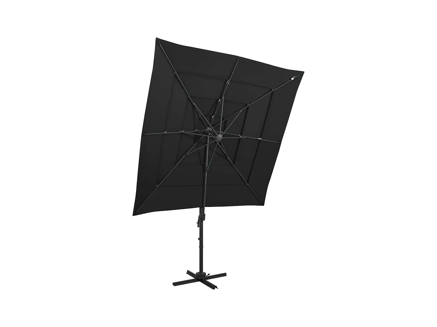 Parasol à 4 niveaux avec mât en aluminium Noir 250x250