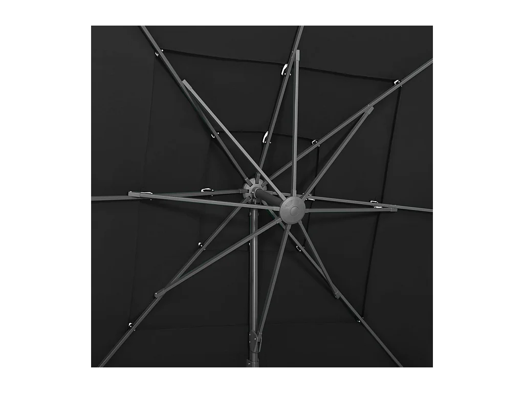 Parasol à 4 niveaux avec mât en aluminium Noir 250x250