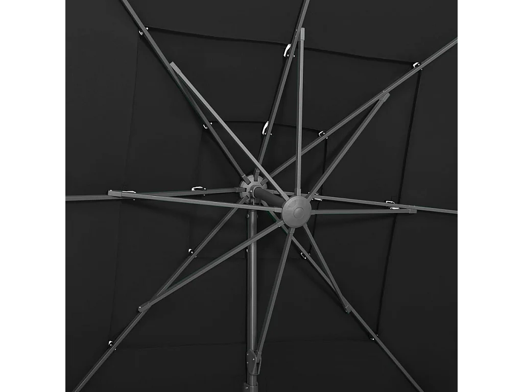 Parasol à 4 niveaux avec mât en aluminium Noir 250x250