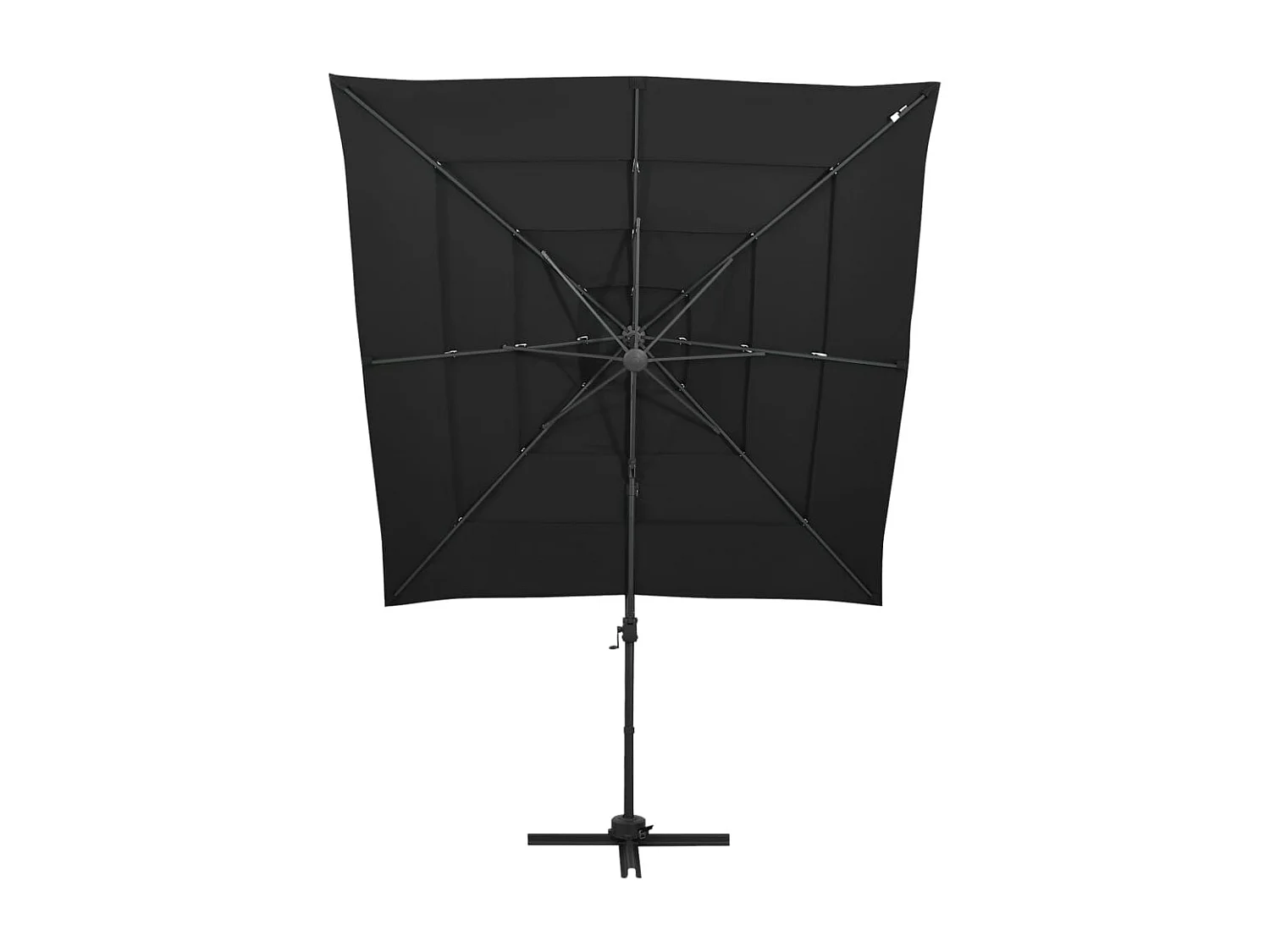 Parasol à 4 niveaux avec mât en aluminium Noir 250x250