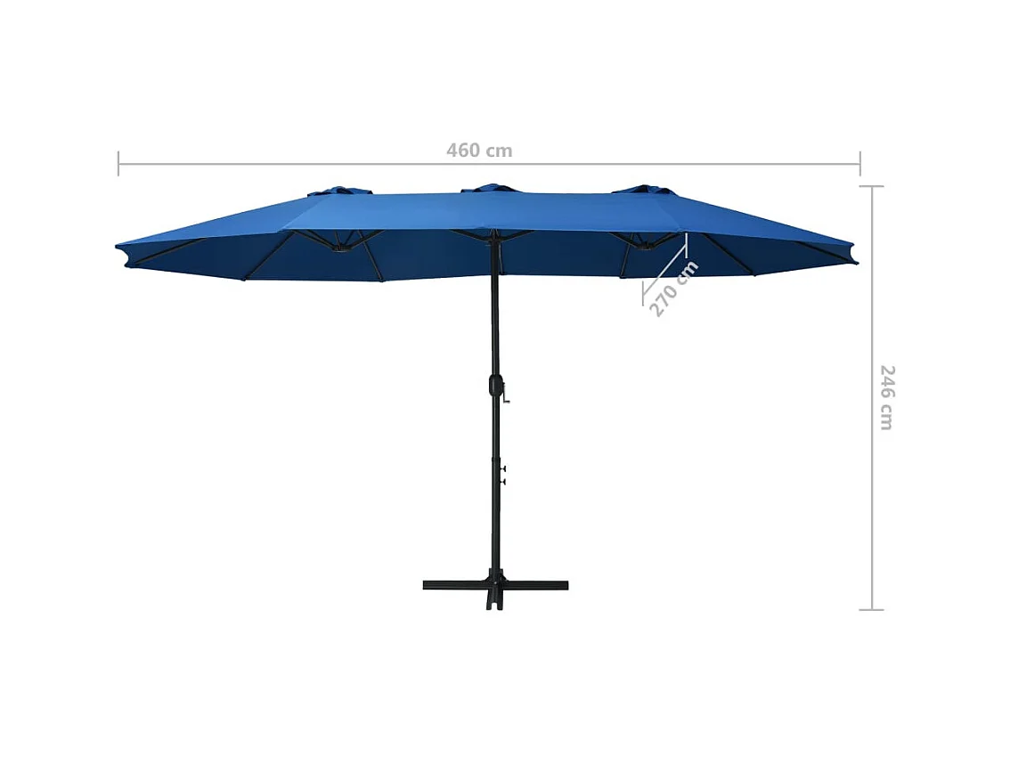 Parasol d'extérieur et poteau en aluminium 460x270 Bleu