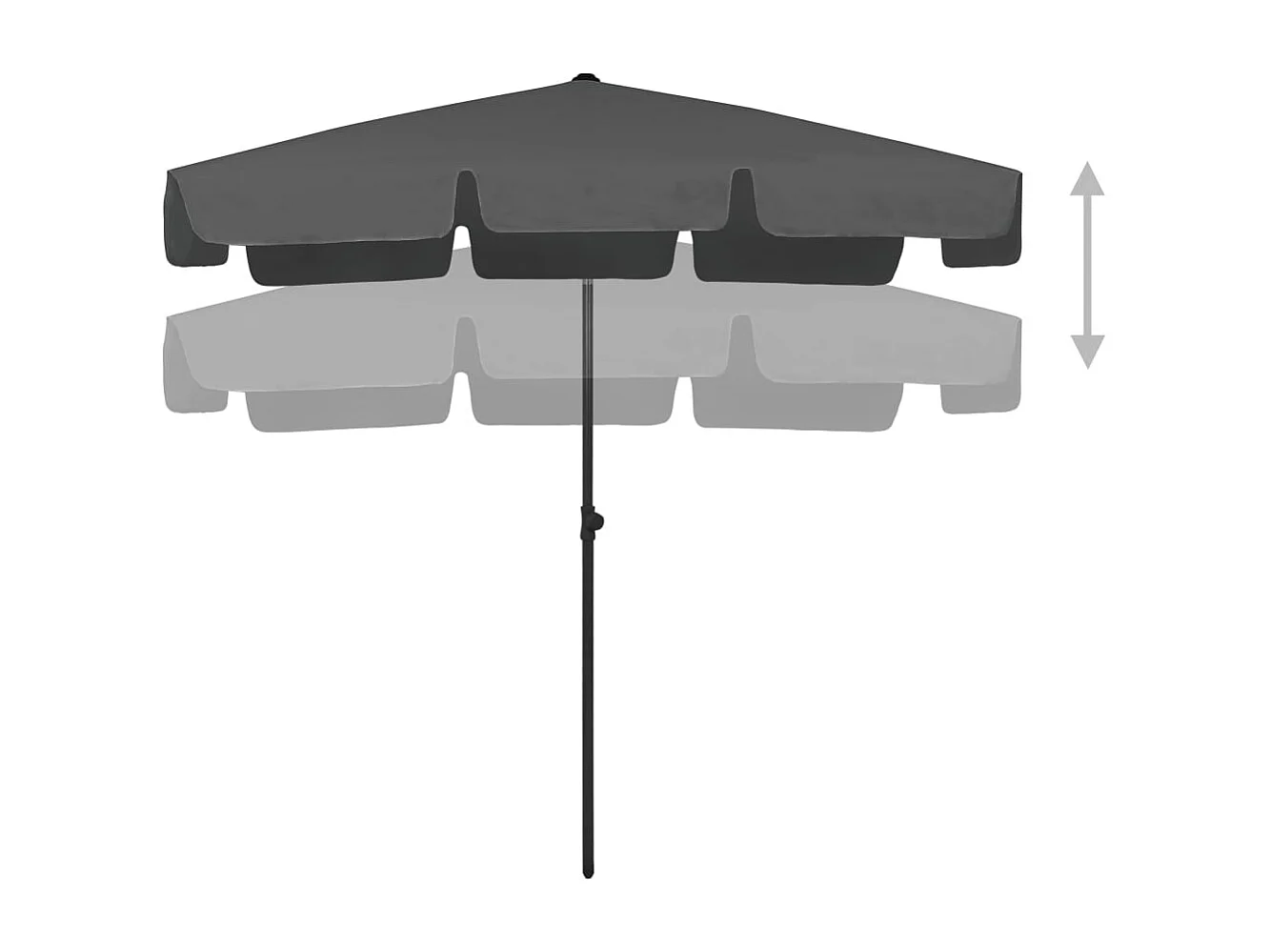 Parasol de plage Anthracite 200x125