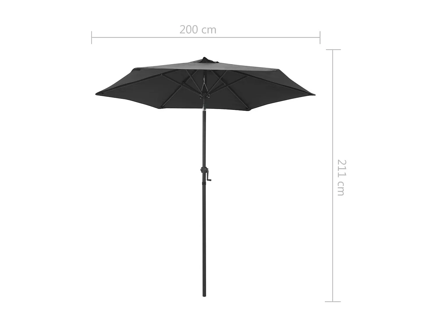 Parasol Anthracite 200x211 Aluminium