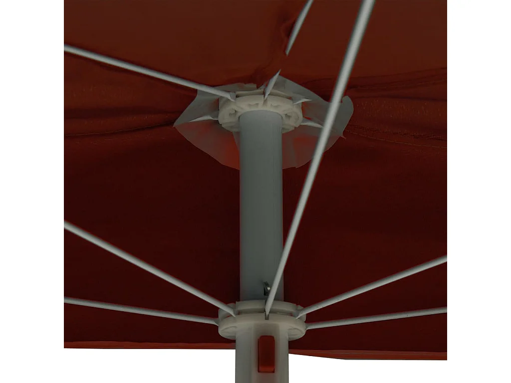 Demi-parasol de jardin avec mât 180x90 Terre cuite
