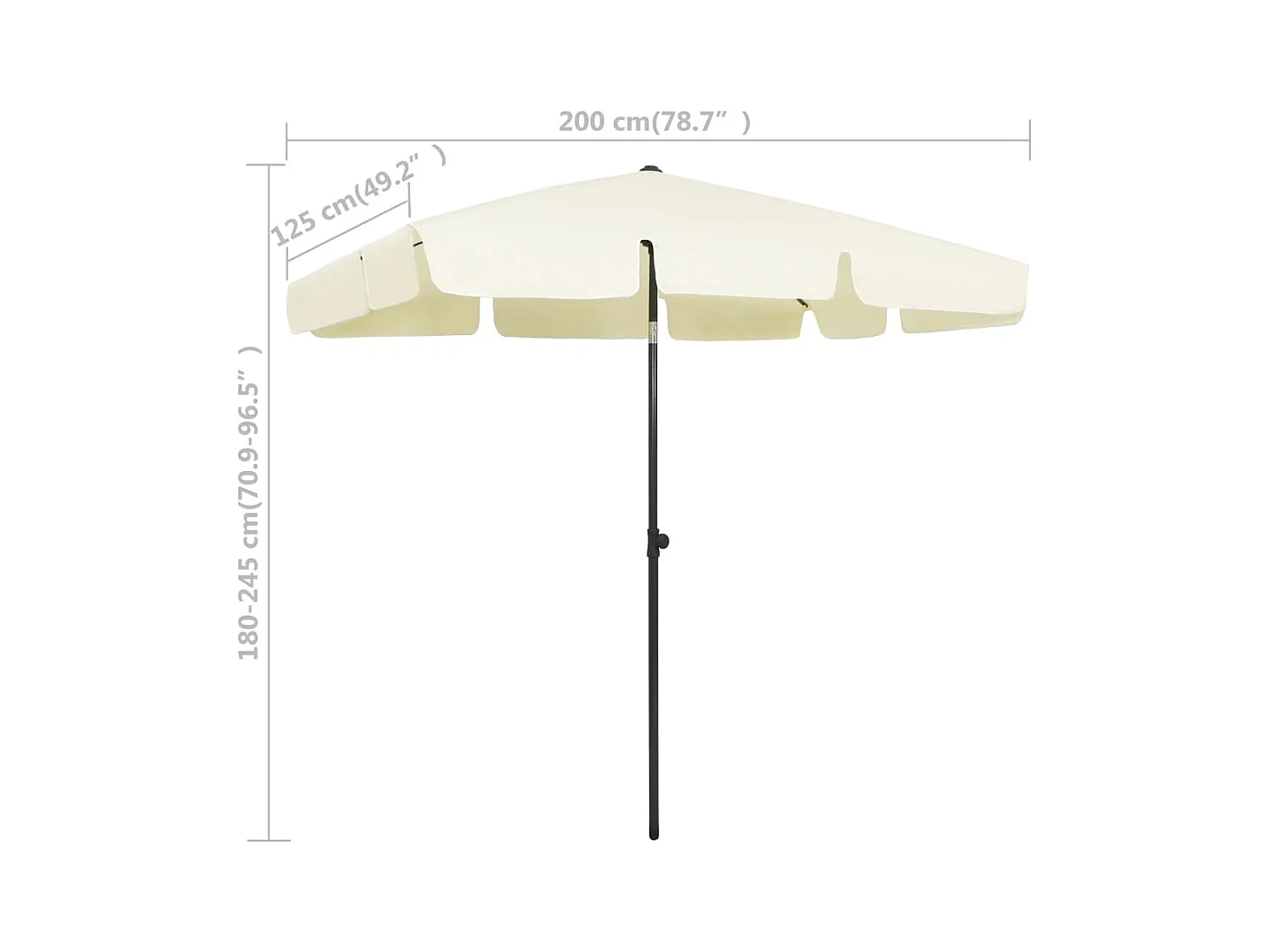 Parasol de plage Jaune sable 200x125