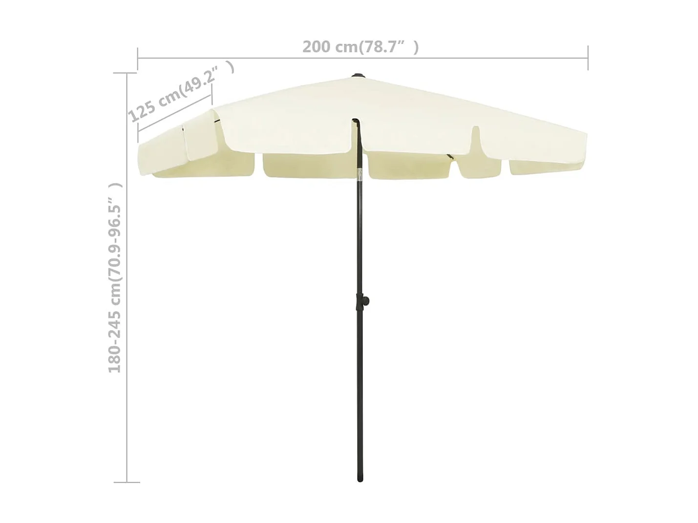 Parasol de plage Jaune sable 200x125